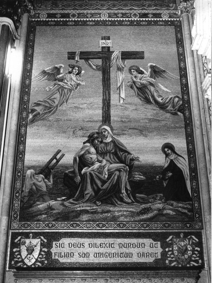 compianto sul Cristo morto (decorazione musiva) di Castaman G (secondo quarto sec. XX)