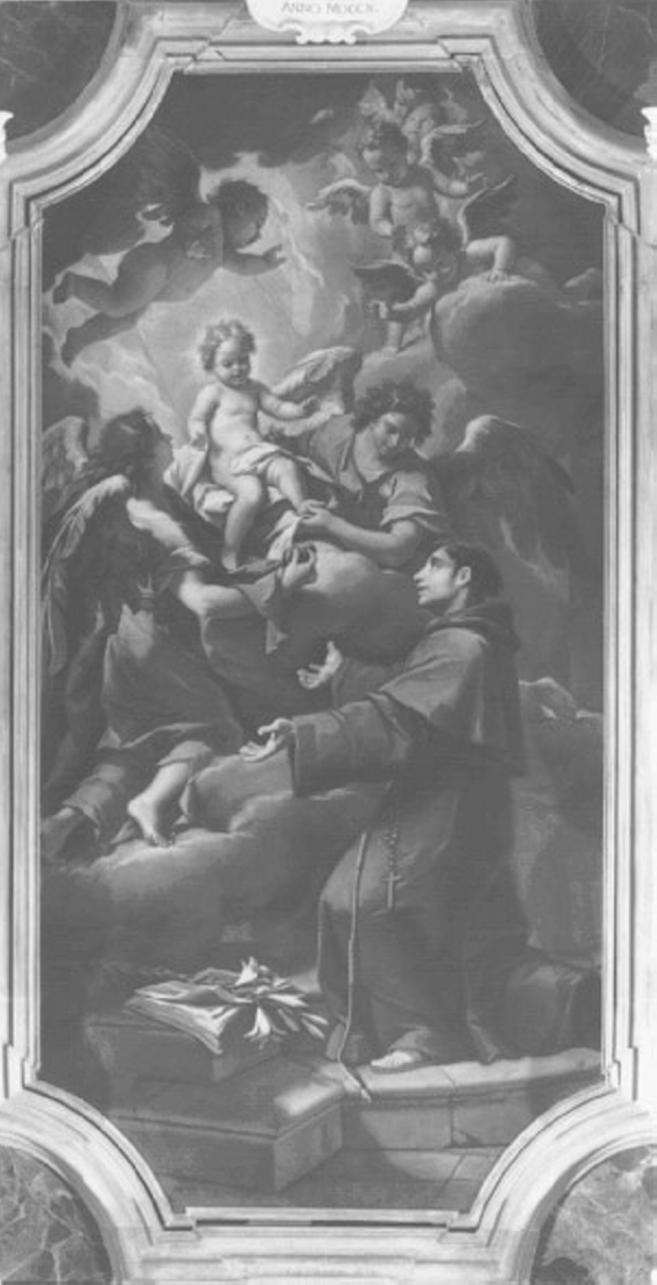 apparizione di Gesù Bambino a Sant'Antonio da Padova (dipinto) di Rigoni Antonio (inizio sec. XVIII)