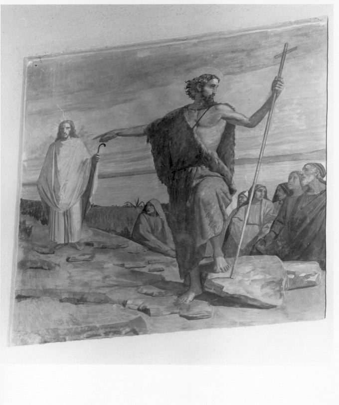 San Giovanni Battista indica Cristo alle turbe (dipinto, elemento d'insieme) di Pegrassi Agostino (metà sec. XX)