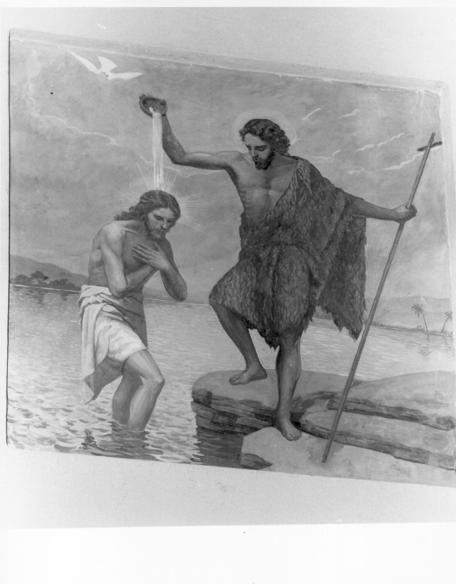 battesimo di Cristo (dipinto, elemento d'insieme) di Pegrassi Agostino (metà sec. XX)