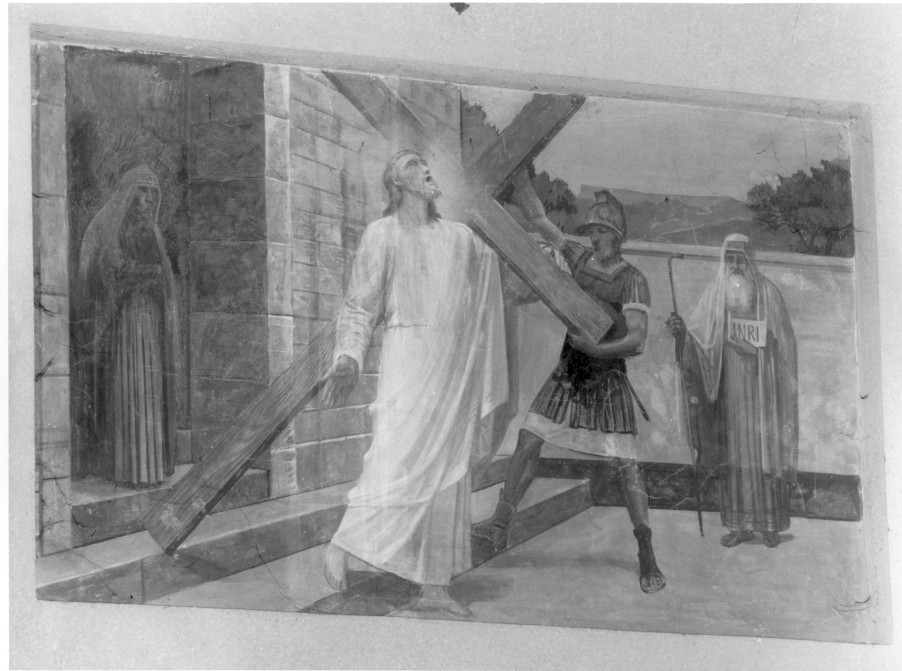 stazione II: Gesù caricato della croce (dipinto, elemento d'insieme) di Pegrassi Agostino (metà sec. XX)