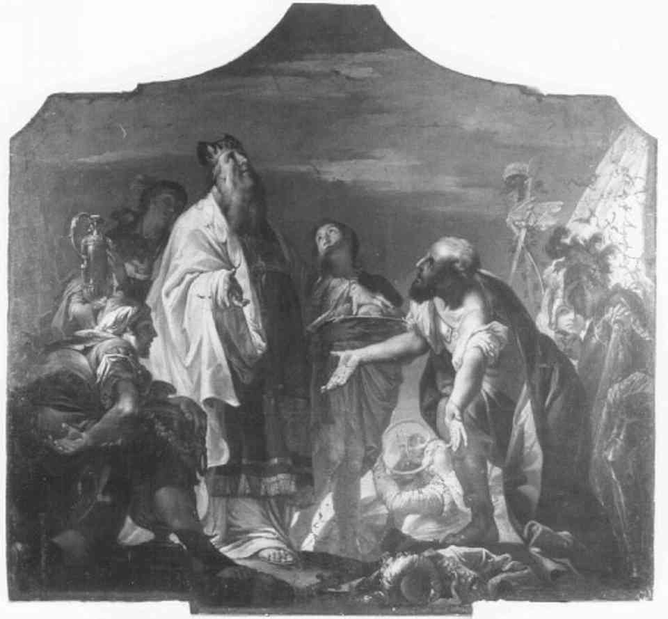 Melchisedec offre il pane e il vino nel calice (dipinto) di Marcola Nicola (sec. XVIII)