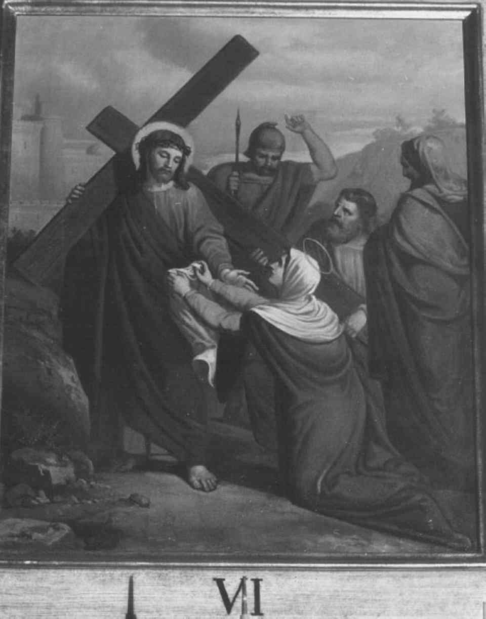 stazione VI: Gesù asciugato dalla Veronica (dipinto) - ambito veneto (fine/inizio secc. XIX/ XX)