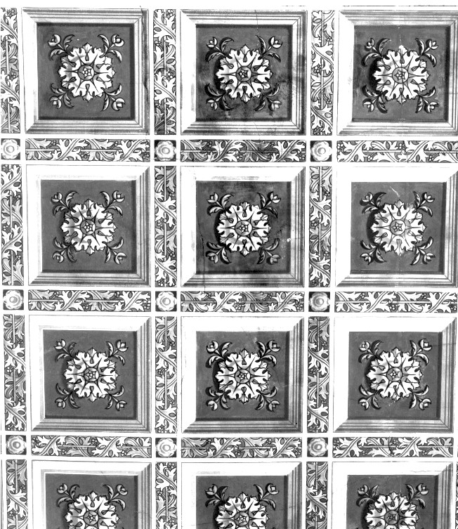 motivi decorativi a cassettoni con rosette (dipinto) - ambito veneto (sec. XX)
