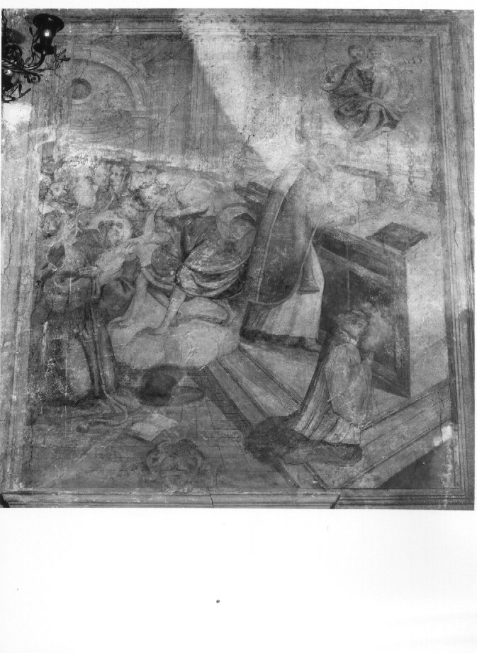 San Bonaventura riceve la comunione da un angelo (dipinto, elemento d'insieme) di Muttoni Bernardo Giovane (sec. XVII)