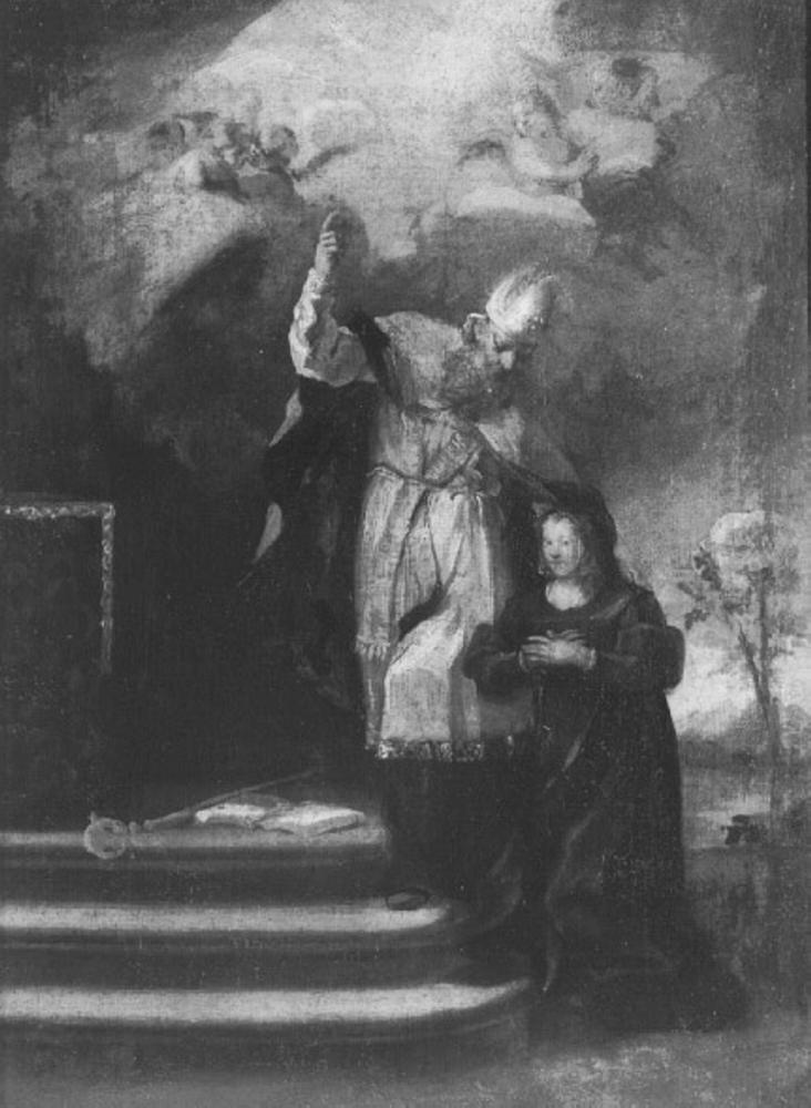 San Benedetto visita Santa scolastica (dipinto) - ambito veneto (sec. XVIII)