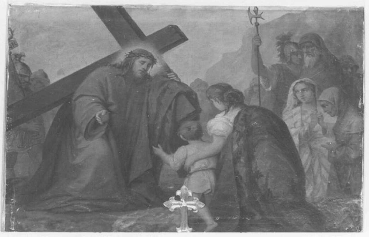 stazione VIII: Gesù consola le donne di Gerusalemme (dipinto) di Rizzi Lorenzo (sec. XIX)