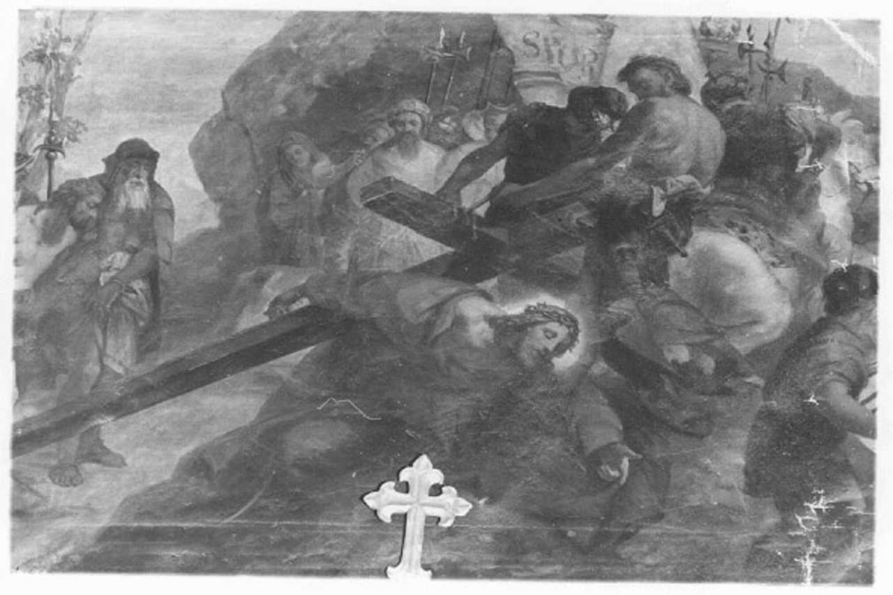 stazione IX: Gesù cade sotto la croce la terza volta (dipinto) di Rizzi Lorenzo (sec. XIX)