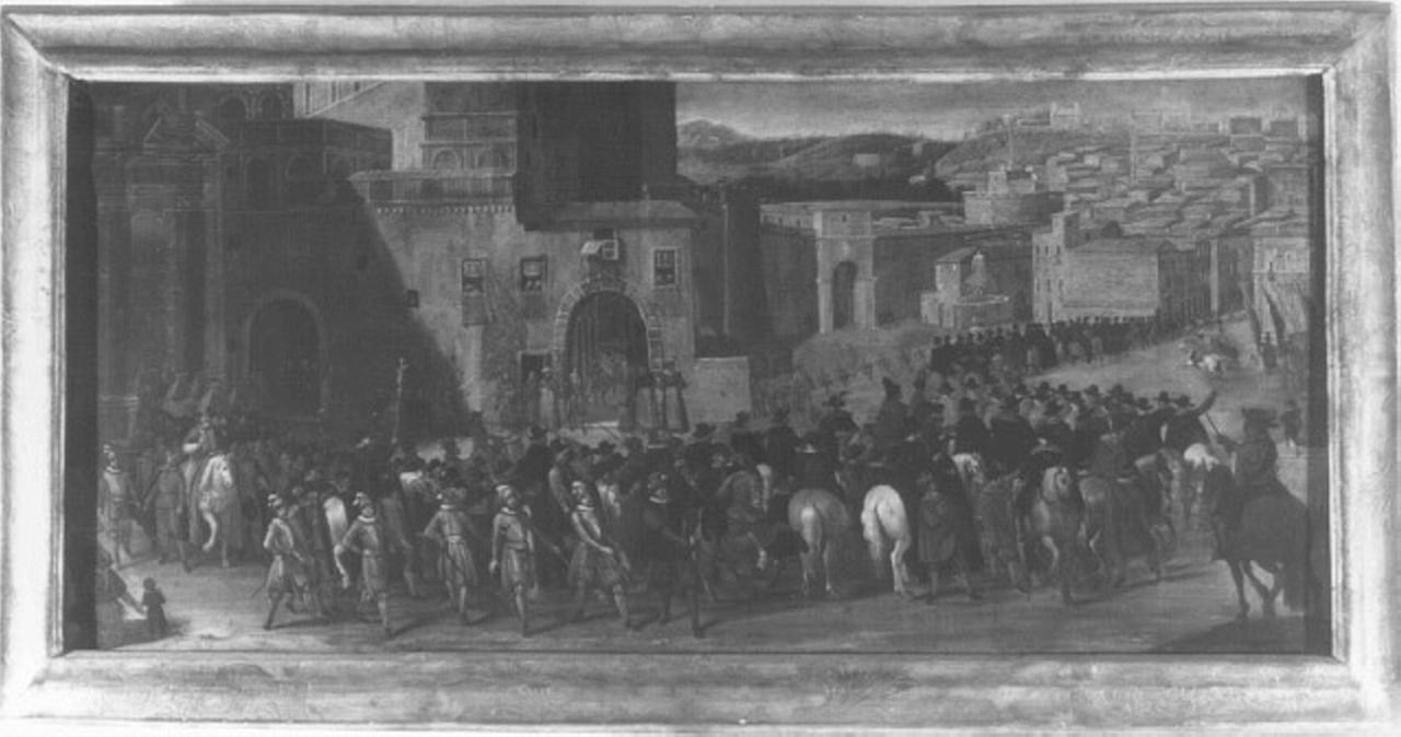 Processione papale in Roma, processione (dipinto) - ambito romano (sec. XVII)