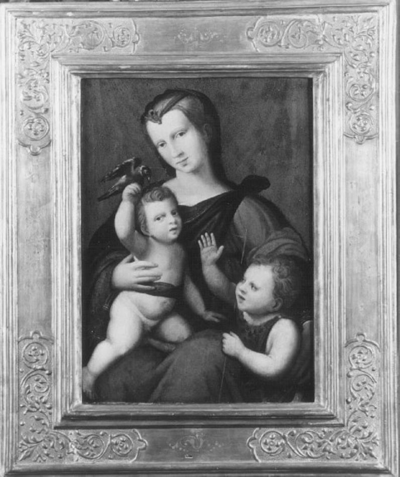 Madonna con Bambino e San Giovannino (dipinto) di Neroni Bartolomeo detto Riccio (maniera) (sec. XVI)