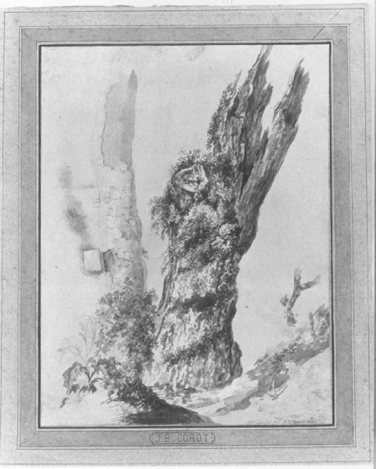 paesaggio con alberi (dipinto) - ambito francese (sec. XX)