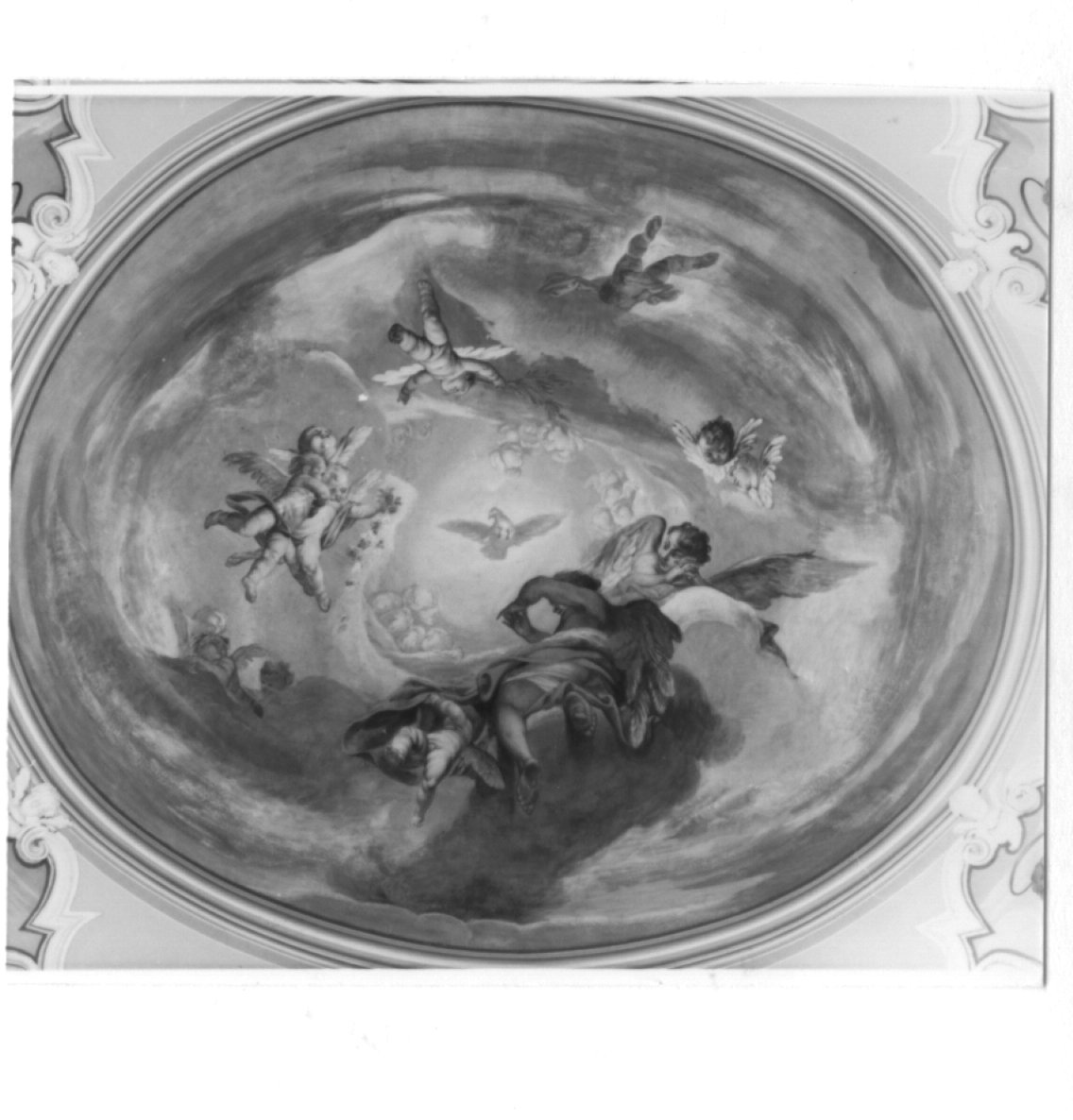 gloria d'angeli e colomba dello Spirito Santo (dipinto) di Marcola Marco (maniera) (seconda metà sec. XVIII)