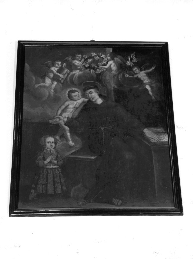 Sant'Antonio da Padova con il bambino (dipinto) - ambito spagnolo (sec. XVII)