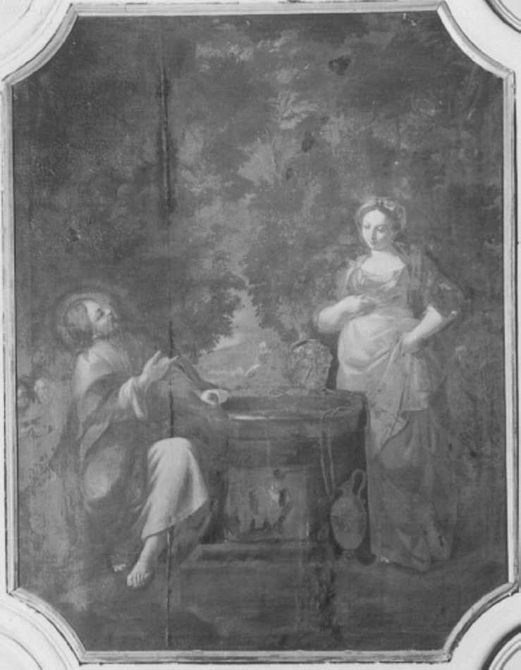 Cristo e la samaritana (dipinto, elemento d'insieme) di Cappelletti Felice (attribuito) (sec. XVIII)