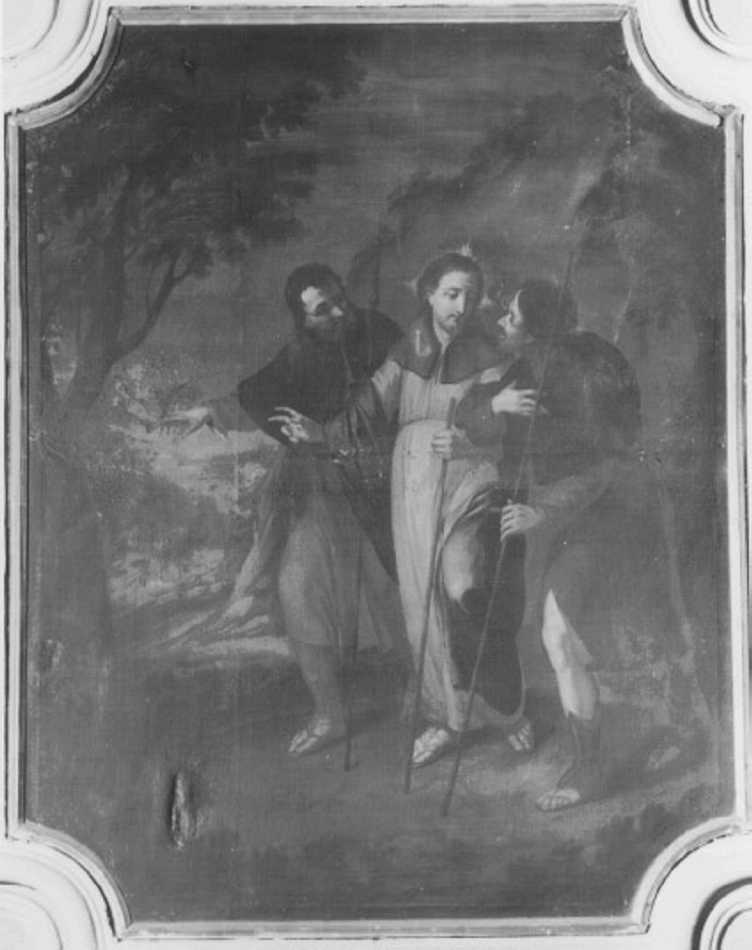 incontro di Cristo e i discepoli sulla via di Emmaus (dipinto, elemento d'insieme) di Cappelletti Felice (attribuito) (sec. XVIII)
