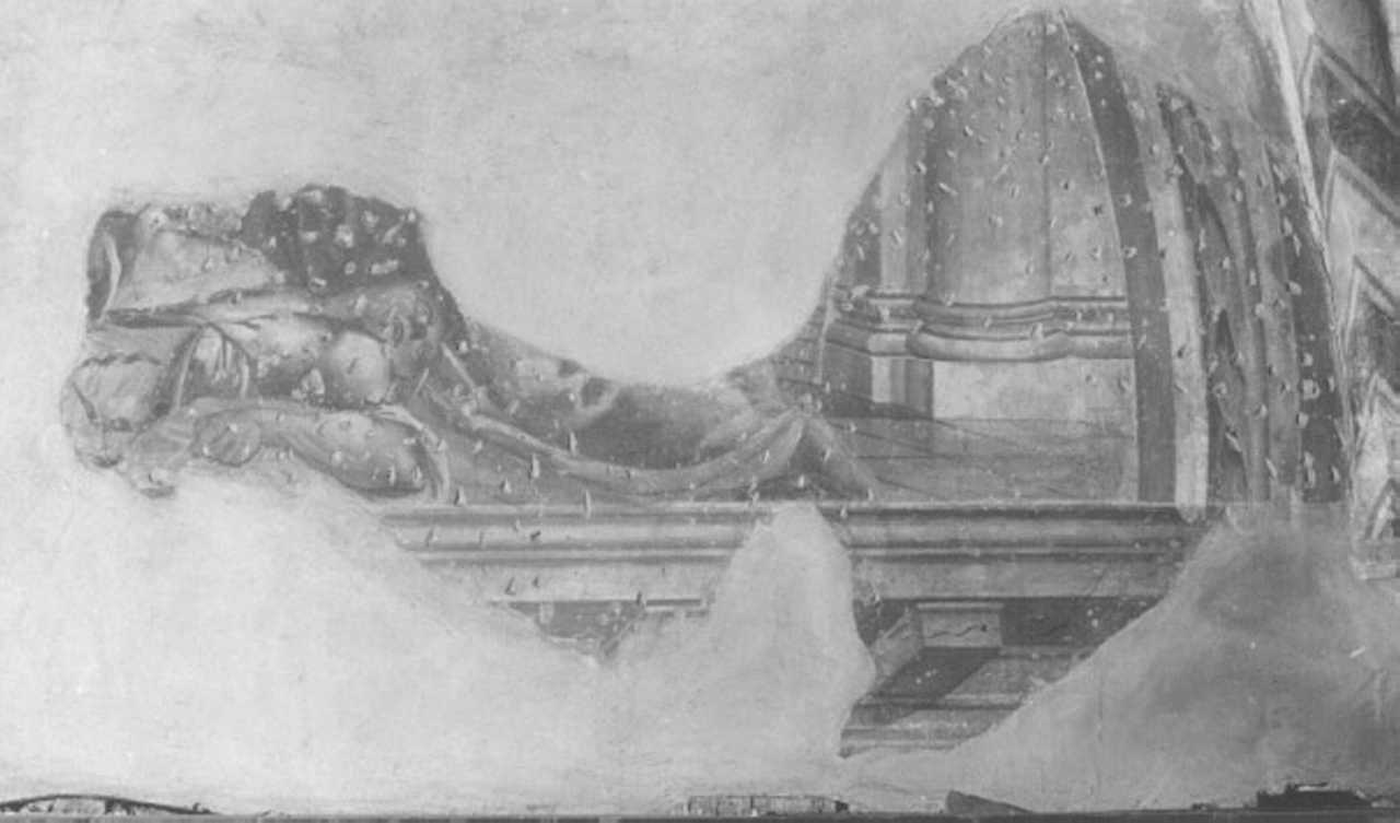 figura maschile distesa (dipinto, frammento) di Muttoni Bernardo Giovane (sec. XVII)