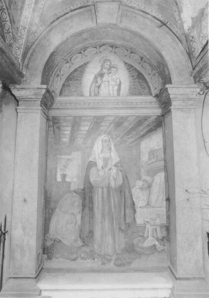 Santa Toscana dispensa le elemosine (dipinto) di Marai Luigi (sec. XX)