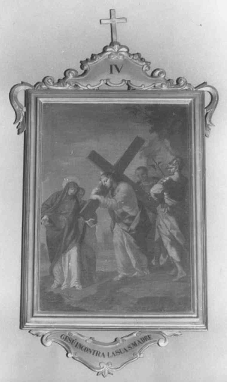 stazione IV: Gesù incontra la Madonna (dipinto) di Marcola Giovanni Battista (sec. XVIII)