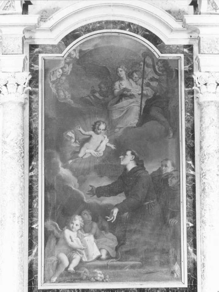 Sant'Antonio da Padova con il bambino (dipinto) di Ugolini Agostino (attribuito) (sec. XVIII)