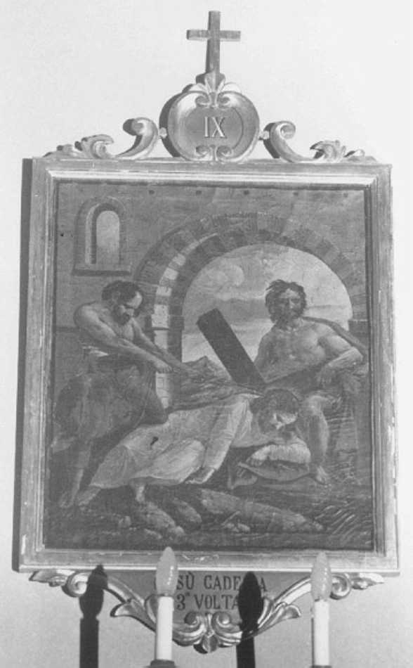 stazione IX: Gesù cade sotto la croce la terza volta (dipinto) - ambito veronese (sec. XIX)