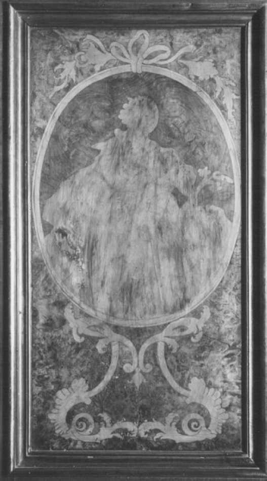 figura allegorica femminile (decorazione a intarsio, elemento d'insieme) - ambito veneto (seconda metà sec. XVIII)