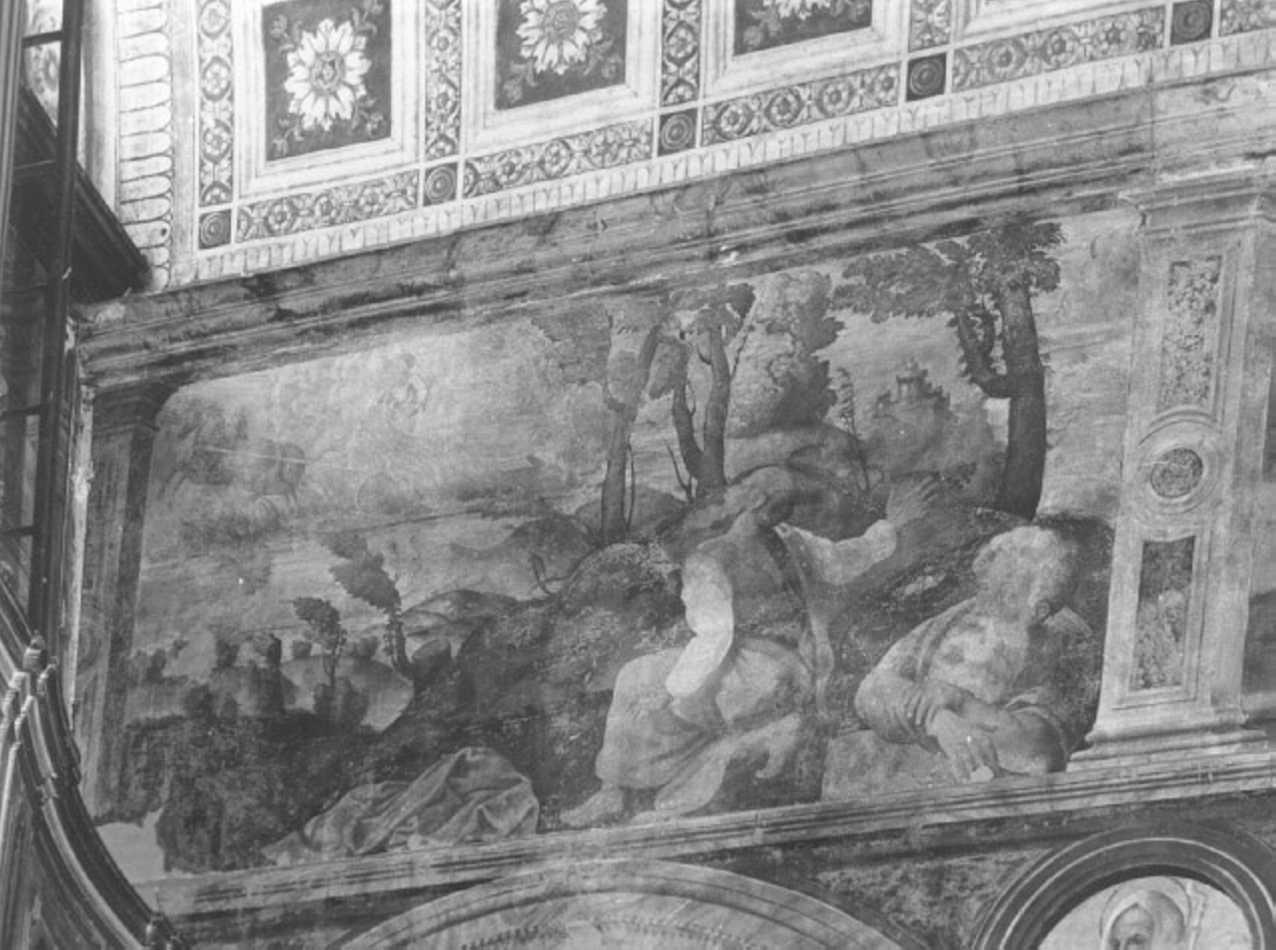 ascesa al cielo di Elia sul carro di fuoco (dipinto) di Caroto Giovanni Francesco (scuola) (sec. XVI)