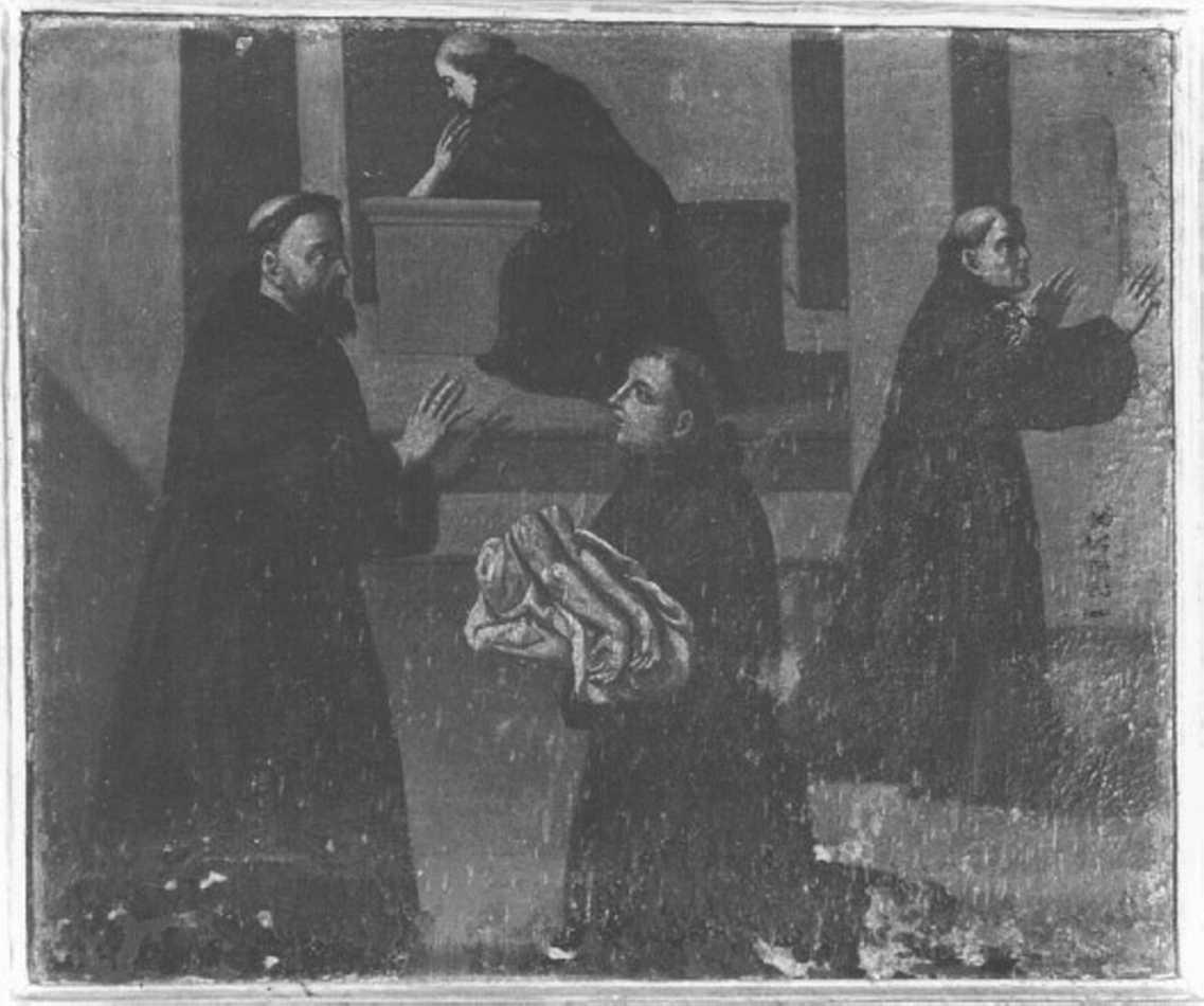 Il miracoloso recupero delle braccia di San Nicola, San Nicola da Tolentino (dipinto) di Zanconti Domenico (ultimo quarto sec. XVIII)