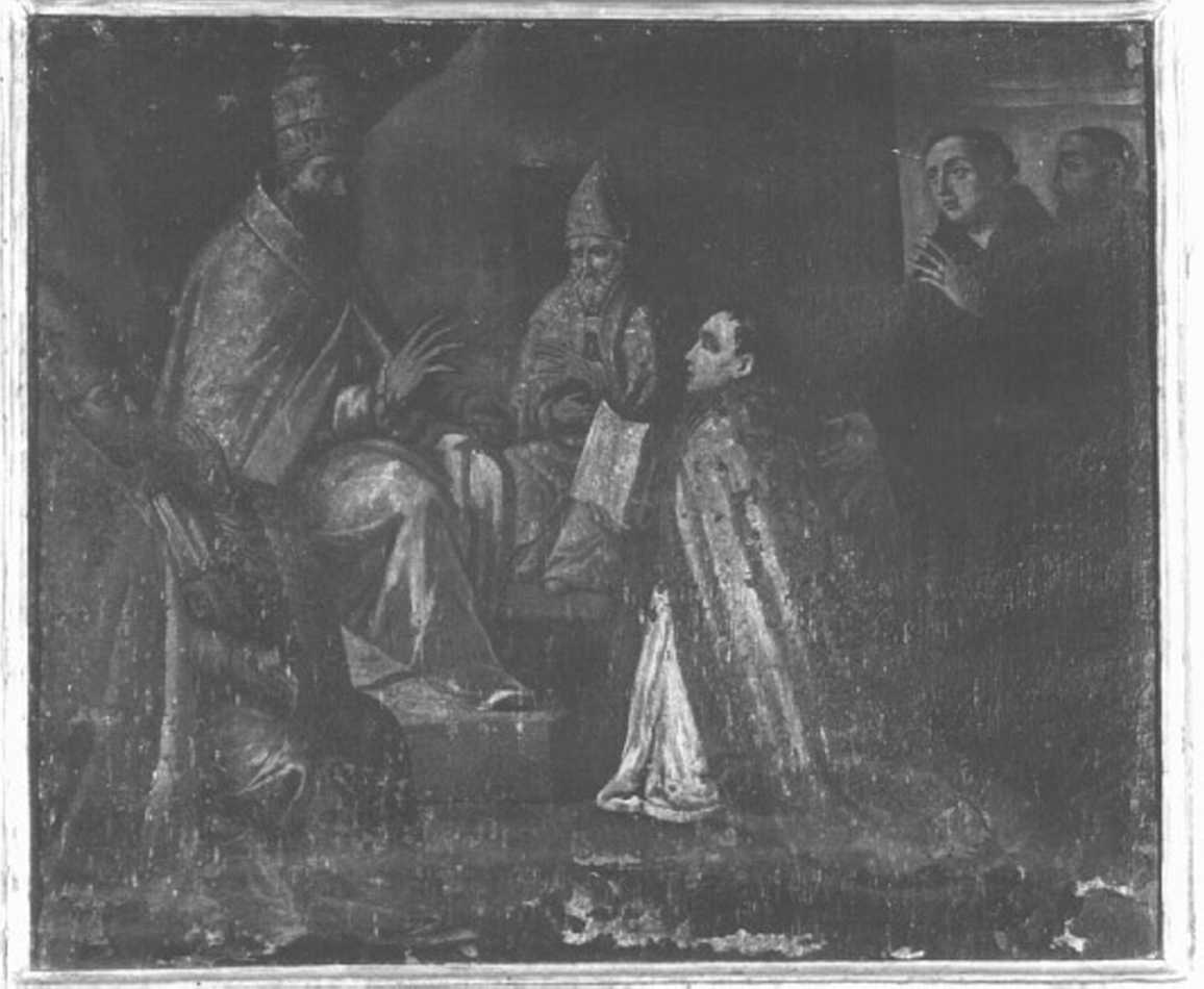 Il processo per la canonizzazione di San Nicola, San Nicola da Tolentino (dipinto) di Zanconti Domenico (ultimo quarto sec. XVIII)