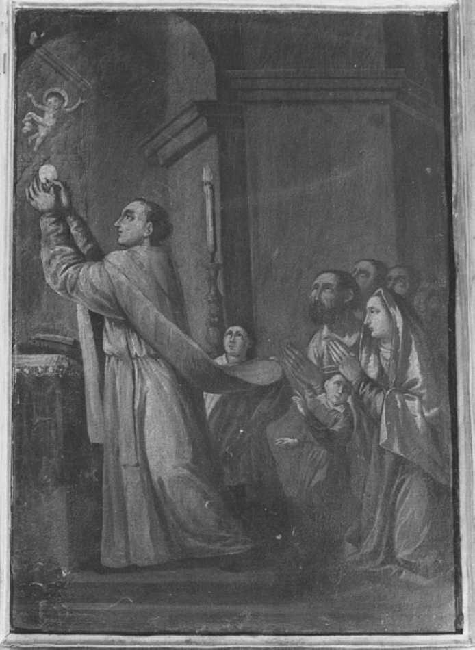 Il piccolo Nicola assiste al miracolo della messa, San Nicola da Tolentino (dipinto) di Zanconti Domenico (ultimo quarto sec. XVIII)