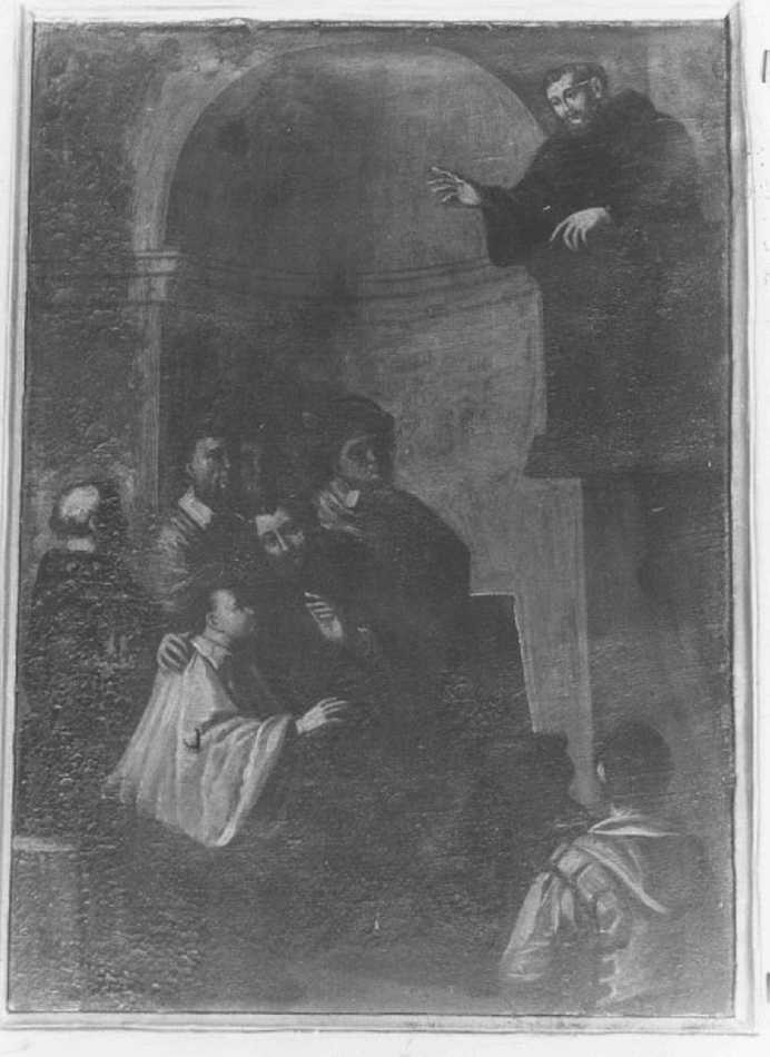 Il piccolo Nicola assiste alla predica di un Agostiniano, San Nicola da Tolentino (dipinto) di Zanconti Domenico (ultimo quarto sec. XVIII)