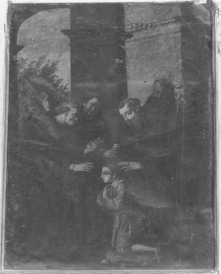 Il piccolo Nicola entra nell'ordine degli Agostiniani, San Nicola da Tolentino (dipinto) di Zanconti Domenico (ultimo quarto sec. XVIII)