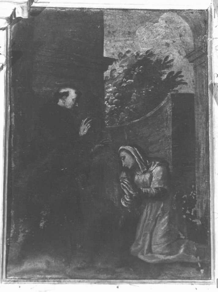 San Nicola benedice una donna, San Nicola da Tolentino (dipinto) di Zanconti Domenico (ultimo quarto sec. XVIII)