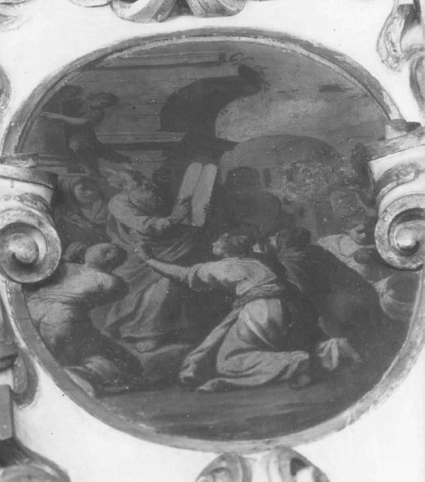 MosS mostra le tavole della legge (dipinto) di Ottino Pasquale (attribuito) (sec. XVII)