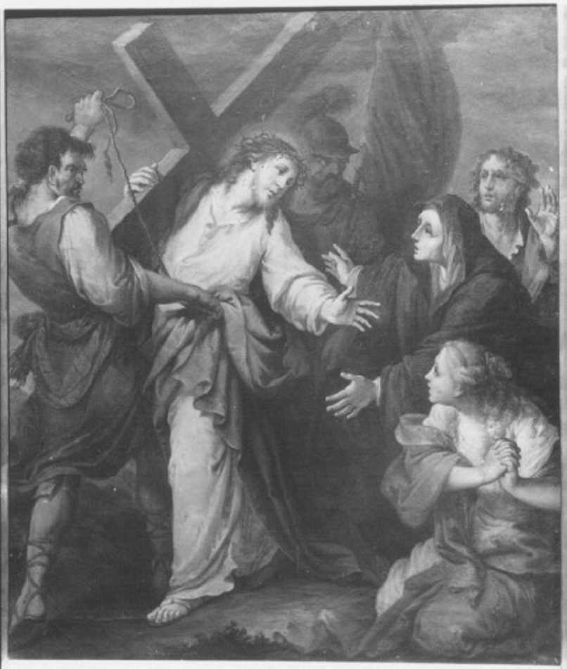 stazione IV: Gesù incontra la Madonna (dipinto, elemento d'insieme) di Ugolini Agostino (fine/inizio secc. XVIII/ XIX)