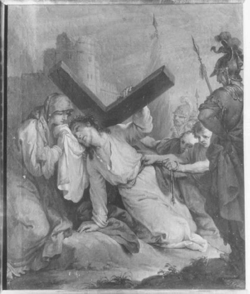stazione VI: Gesù asciugato dalla Veronica (dipinto, elemento d'insieme) di Ugolini Agostino (fine/inizio secc. XVIII/ XIX)