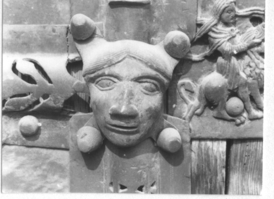 testa d'uomo (rilievo, elemento d'insieme) di Primo Maestro Del Portale Di San Zeno (e aiuti) (sec. XII)