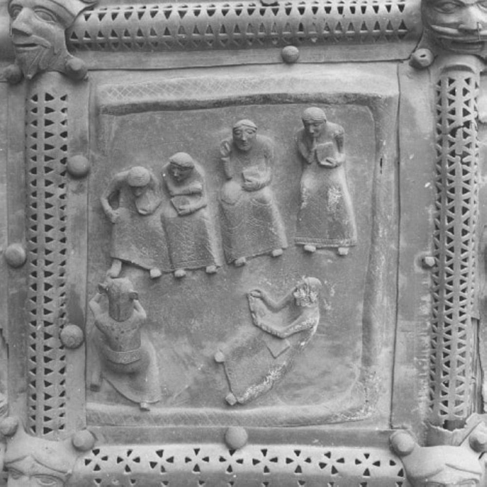 Cristo lava i piedi degli apostoli (formella, elemento d'insieme) di Primo Maestro Del Portale Di San Zeno (e aiuti) (sec. XII)
