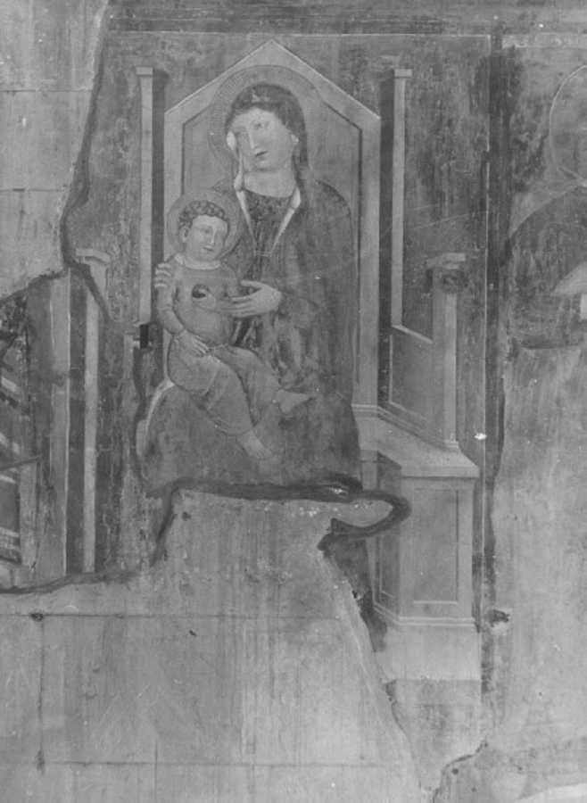 Madonna con Bambino in trono (dipinto, frammento) di Secondo Maestro di San Zeno (sec. XIV)