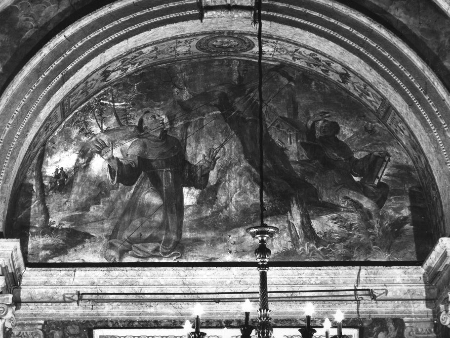 San Francesco d'Assisi riceve le stimmate (dipinto) di D'Angolo Battista detto Battista Del Moro (attribuito) (sec. XVI)