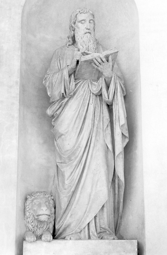San Marco Evangelista (statua, elemento d'insieme) di Zajec (Saitz) Valentino (sec. XIX)