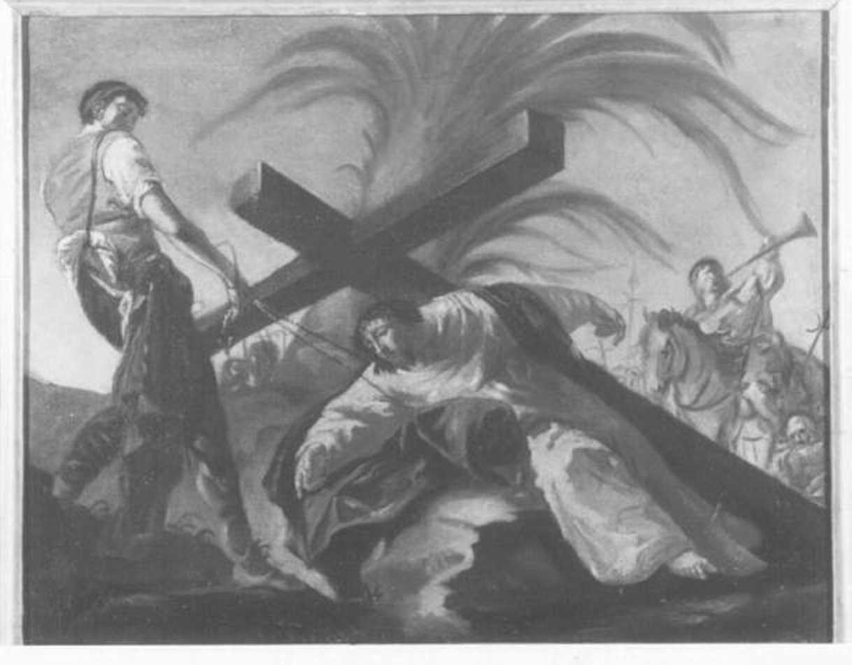 stazione IX: Gesù cade sotto la croce la terza volta (dipinto) di Cignaroli Giuseppe detto Padre Felice (sec. XVIII)