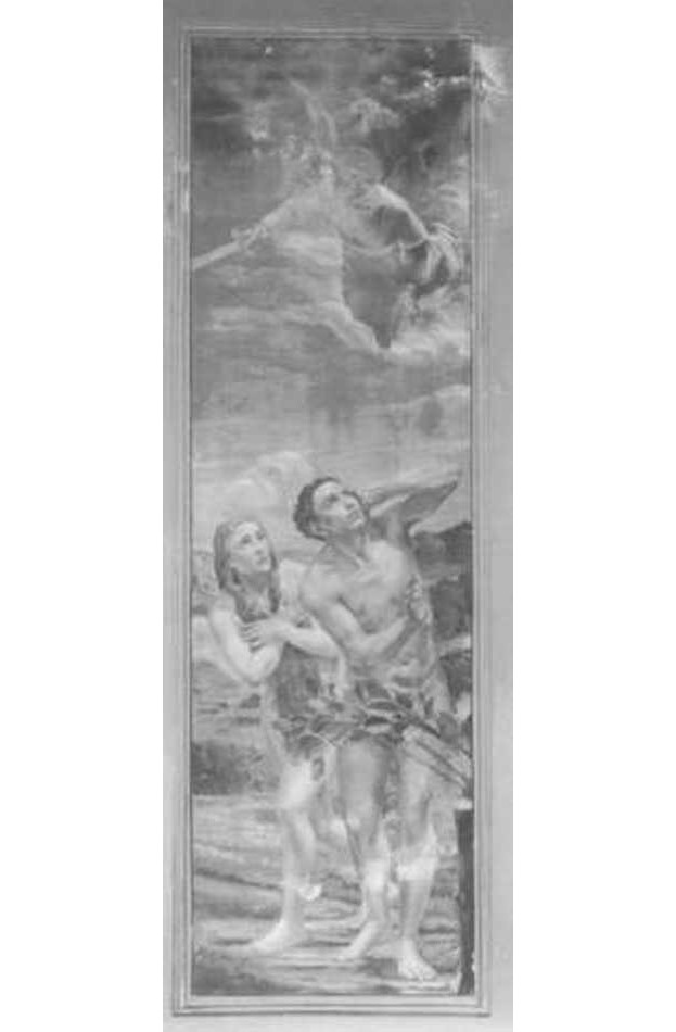 cacciata di Adamo ed Eva dal paradiso terrestre (dipinto) di Pegrassi Agostino (secondo quarto sec. XX)