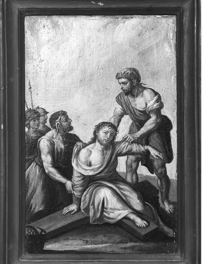stazione X: Gesù spogliato e abbeverato di fiele (dipinto) - ambito veronese (seconda metà sec. XIX)