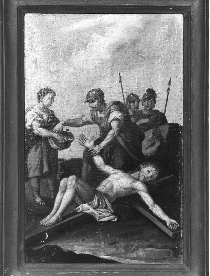 stazione XI: Gesù inchiodato alla croce (dipinto) - ambito veronese (seconda metà sec. XIX)