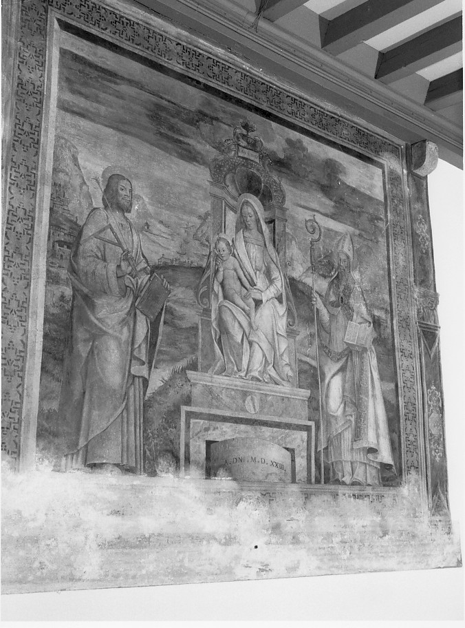 Madonna con Bambino e Santi (dipinto) di Falconetto Giovanni Maria (attribuito) (sec. XVI)