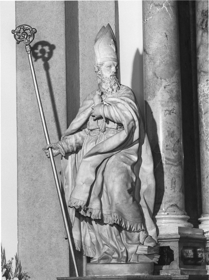 Sant'Agostino (scultura, elemento d'insieme) di Peracca Daniele (attribuito) (sec. XVIII)