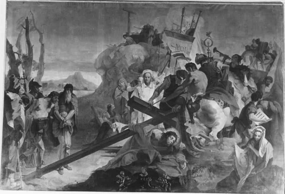 salita di Cristo al monte Calvario (dipinto) - ambito veneto (sec. XVIII)