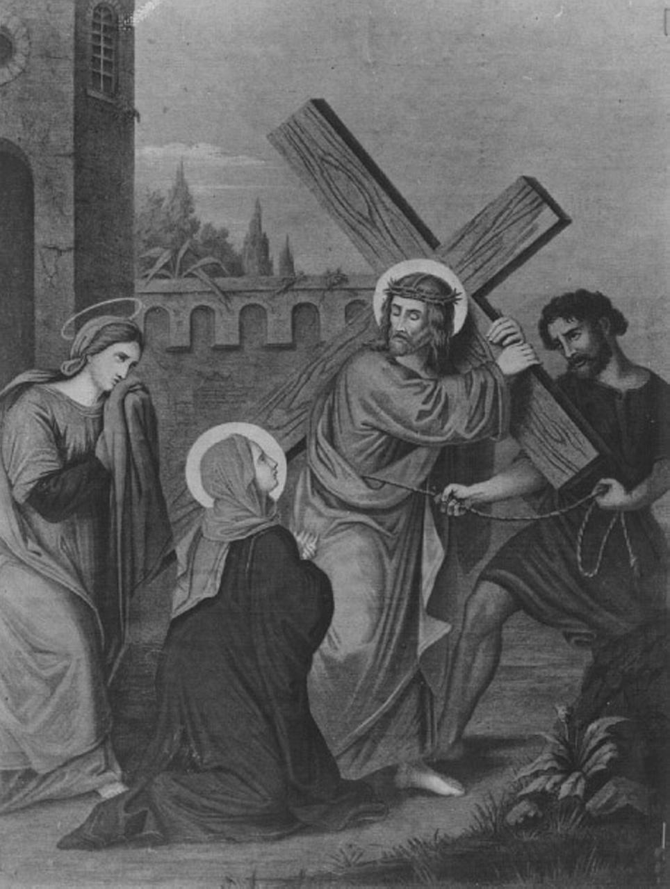 stazione IV: Gesù incontra la Madonna (dipinto) - ambito vicentino (sec. XVII)