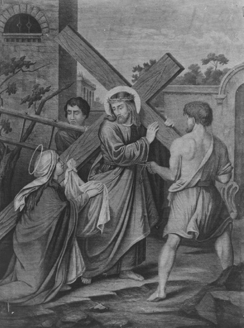 stazione VI: Gesù asciugato dalla Veronica (dipinto) - ambito vicentino (sec. XVII)