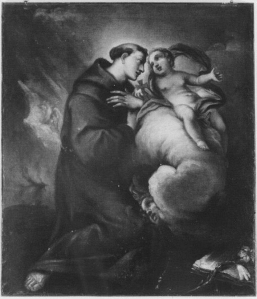 Sant'Antonio da Padova con il bambino (dipinto) - ambito veneto (fine sec. XVII)